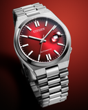 Citizen Tsuyosa NJ0150-56W Men's Automatic Watch – Red Dial with Silver Steel Strap