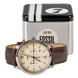Fossil FS5380 Neutra Chronograph Men’s Watch – White Dial & Brown Leather Strap