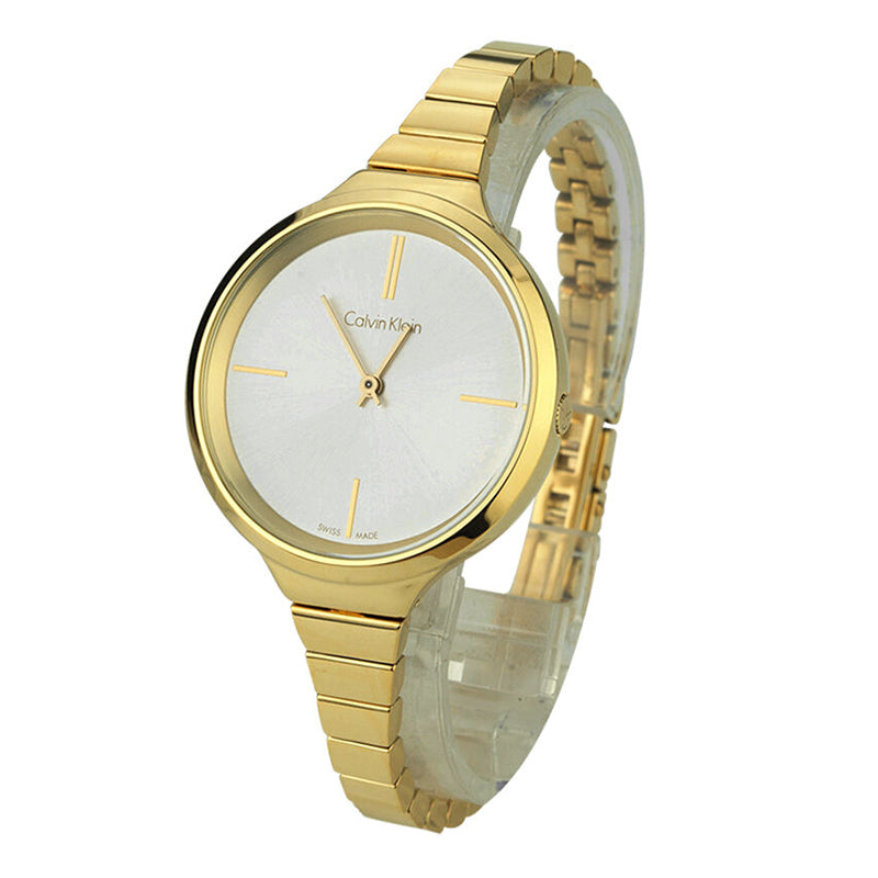Calvin Klein Lively White Dial Gold Steel Strap Watch for Women - K4U23526