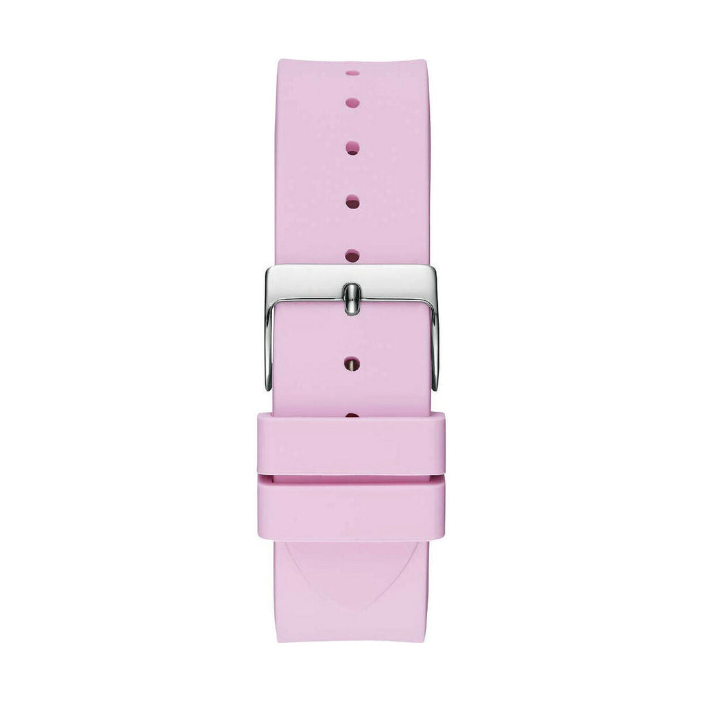 Guess Crush Crystals Silver Dial Pink Rubber Strap Watch for Women - W1223L1