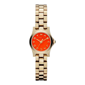 Marc Jacobs Henry Dinky Red Dial Gold Steel Strap Watch for Women - MBM3202
