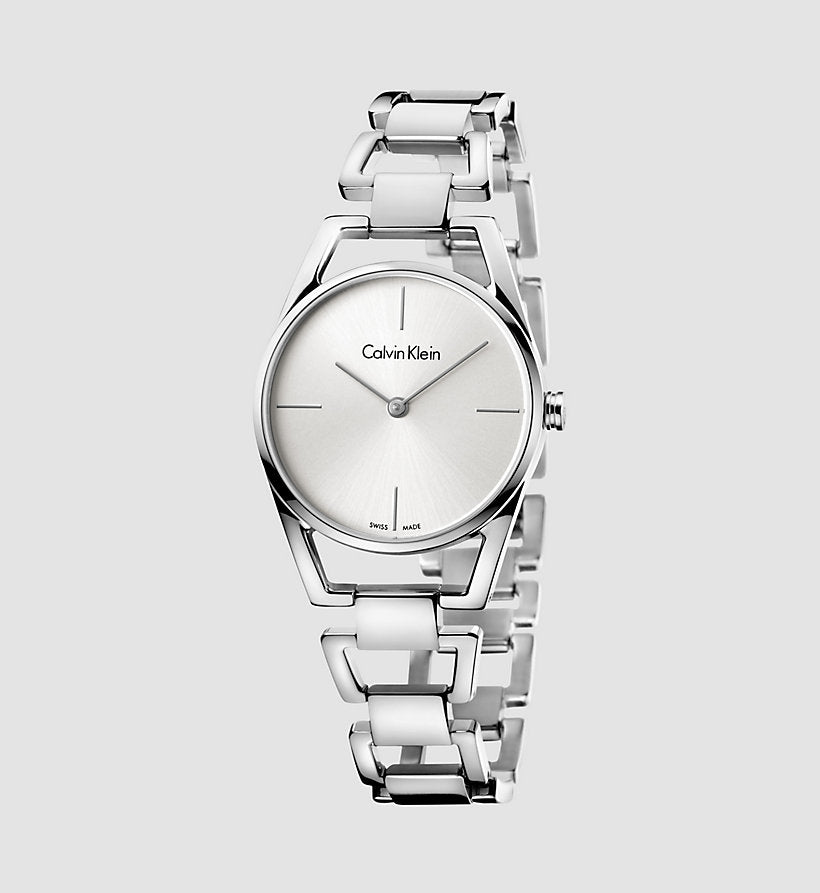 Calvin Klein Dainty Silver Dial Silver Steel Strap Watch for Women - K7L23146