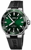 Oris 0173377304157-0742464EB Aquis Date Men's Watch – Green Dial & Black Rubber Strap