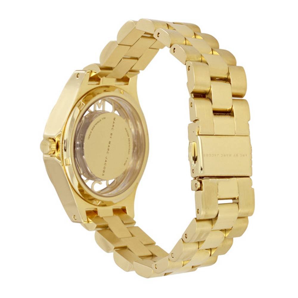 Marc Jacobs Henry Transparent Gold Dial Gold Steel Strap Watch for Women - MBM3338
