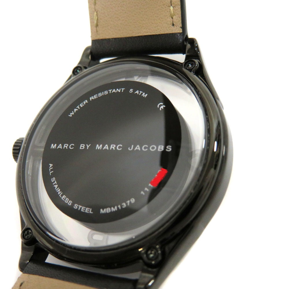 Marc Jacobs Tether Transparent Black Dial Black Leather Strap Watch for Women - MBM1379