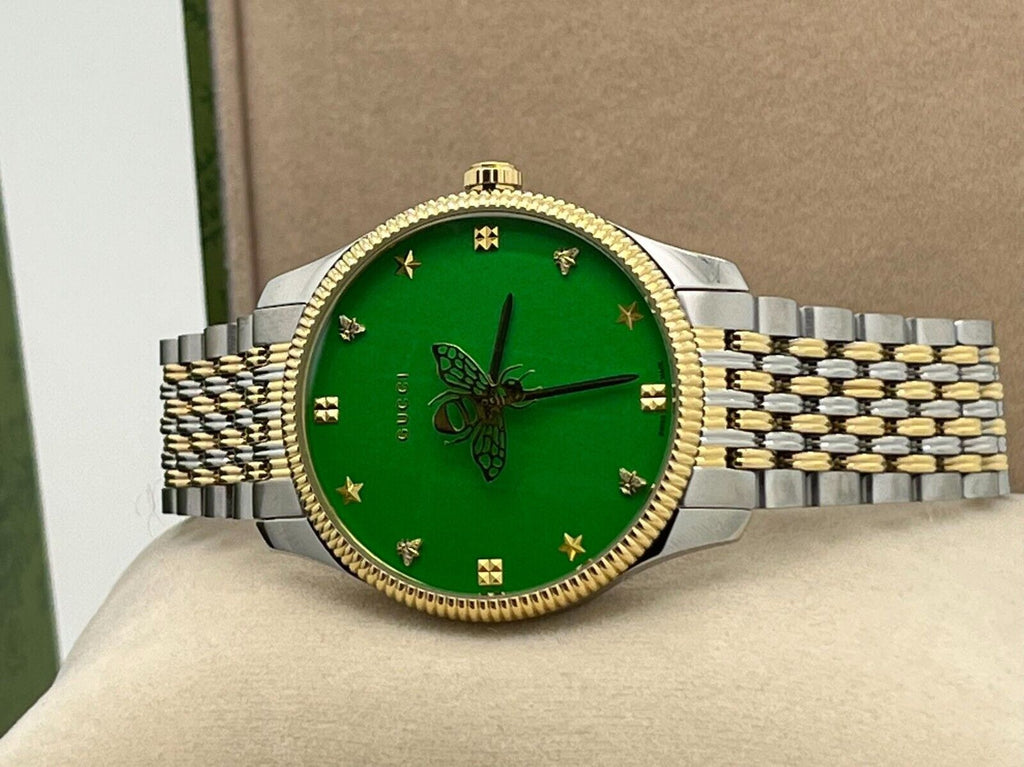 Gucci G Timeless Quartz Green Dial Two Tone Steel Strap Watch For Men - YA1264182