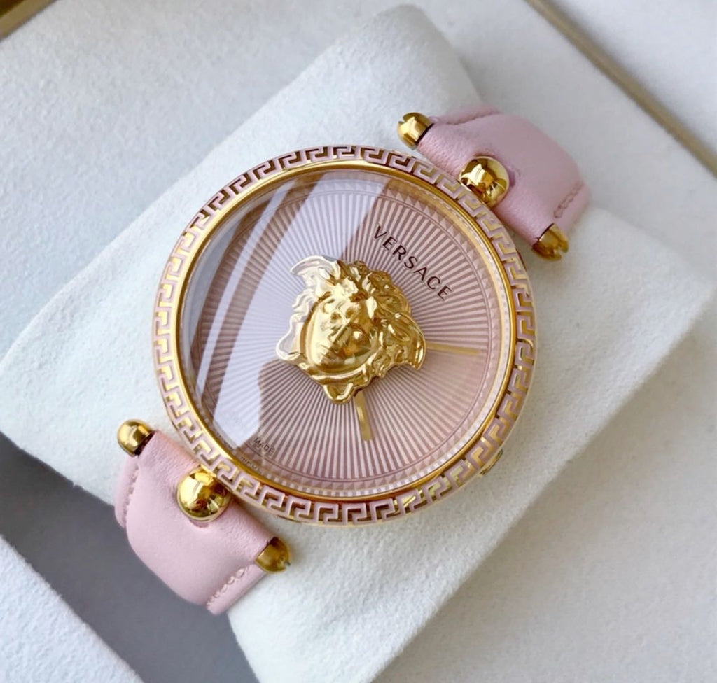Versace Palazzo Empire Pink Dial Pink Leather Strap Watch for Women - VCO030017