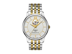 Tissot Tradition Powermatic 80 Open Heart Silver Dial Two Tone Steel Strap Watch For Men - T063.907.22.038.00