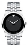 Movado 606504 Museum Classic Quartz Men's Watch – Black Dial & Silver Steel Strap