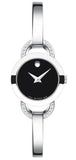 Movado 0606798 Rondiro Quartz Women's Watch – Black Dial with Diamonds & Silver Steel Bracelet