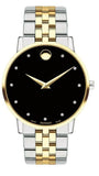 Movado 0607202 Museum Classic Men's Watch – Black Dial with Diamonds & Two-Tone Steel Strap
