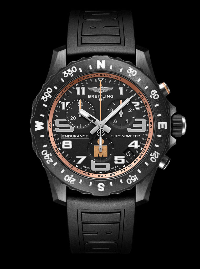 Breitling Endurance Pro Ironman Black Dial Black Rubber Strap Watch for Men - X823101B1B1S1