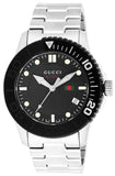 Gucci YA126249 G-Timeless Men's Watch – Black Dial & Silver Steel Bracelet