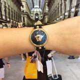 Versace Palazzo Empire Black Dial Black Leather Strap Watch for Women - VCO020017