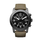 Marc Jacobs Larry Chronograph Black Dial Grey Leather Strap Watch for Men - MBM5034