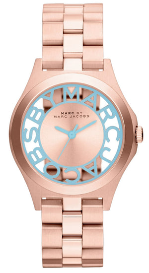 Marc Jacobs Henry Rose Gold Dial Rose Gold Steel Strap Watch for Women - MBM3296
