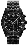 Emporio Armani AR5989 Tazio Chronograph Men's Watch – Black Dial & Black Steel Strap