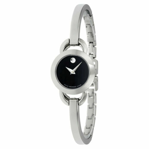 Movado Rondiro 22mm Black Dial Silver Steel Strap Watch For Women - 0606796