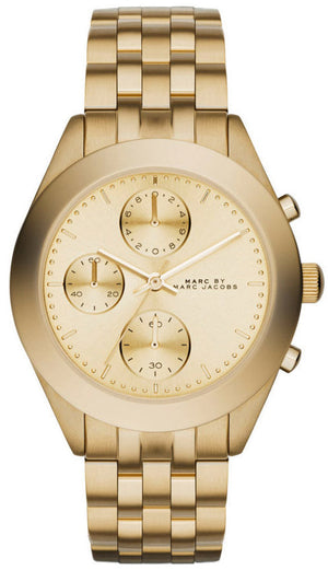 Marc Jacobs Peeker Chronograph Gold Dial Gold Steel Strap Watch for Women - MBM3393