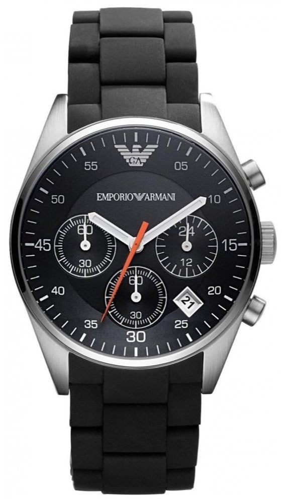 Emporio Armani Sportivo Chronograph Black Dial Black Strap Watch For Men - AR5858