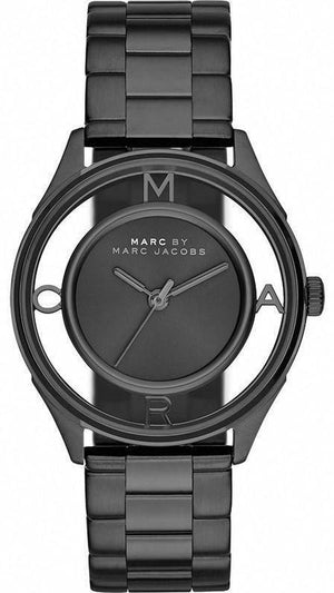 Marc Jacobs Tether Transparent Black Dial Black Steel Strap Watch for Women - MBM3419
