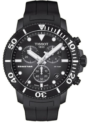 Tissot Seastar 1000 Chronograph Black Dial Black Rubber Strap Watch For Men - T120.417.37.051.02