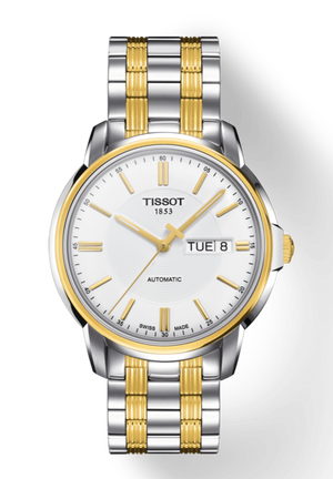 Tissot T Classic Automatics III White Dial Two Tone Steel Strap Watch For Men - T065.430.22.031.00