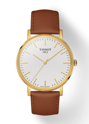 Tissot T Classic Everytime White Dial Brown Leather Strap Watch For Men - T109.410.36.031.00