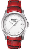 Tissot Couturier T035.210.16.011.01 Quartz Women's Watch – White Dial & Red Leather Strap