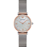 Emporio Armani Retro Mother of Pearl Dial Silver Mesh Bracelet Watch For Women - AR2067