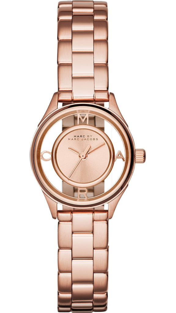 Marc Jacobs Tether Transparent Rose Gold Dial Rose Gold Steel Strap Watch for Women - MBM3417