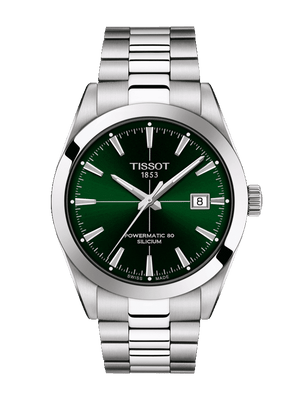Tissot Gentleman Powermatic 80 Silicium Green Dial Silver Steel Strap Watch For Men - T127.407.11.091.01