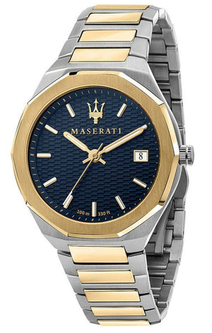 Maserati Stile Black Dial Two Tone Stainless Steel Watch For Men - R8853142008