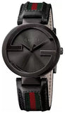 Gucci YA133206 Interlocking G XL Men's Watch – Black Dial & Red-Green Leather Strap