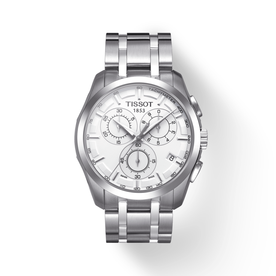 Tissot Couturier Chronograph White Dial Silver Steel Strap Watch For Men - T035.617.11.031.00