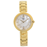 Tissot Flamingo Mother of Pearl White Dial Gold Steel Strap Watch For Women - T094.210.33.111.00