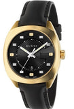 Gucci YA142408 GG2570 Quartz Women's Watch – Black Dial & Black Leather Strap