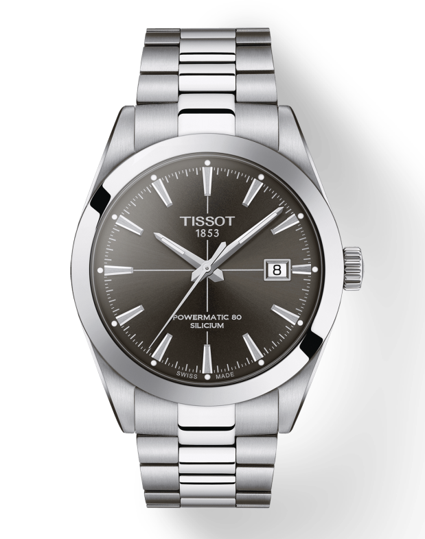Tissot Gentleman Powermatic 80 Silicium Black Dial Silver Steel Strap Watch For Men - T127.407.11.061.01