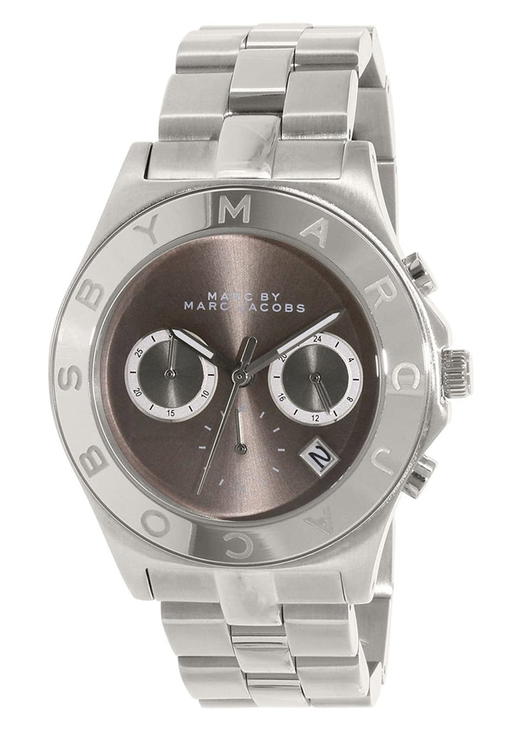 Marc Jacobs Blade Chronograph Brown Dial Silver Steel Strap Watch for Women - MBM8636