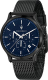 Maserati R8873618008 Epoca Black Edition Men's Watch – Blue Dial & Black Mesh Bracelet