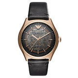 Emporio Armani Meccanico Black Dial Black Leather Watch For Men - AR60004