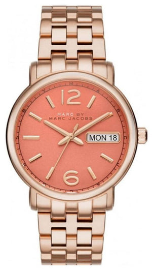 Marc Jacobs Fergus Orange Dial Rose Gold Steel Strap Watch for Women - MBM8648