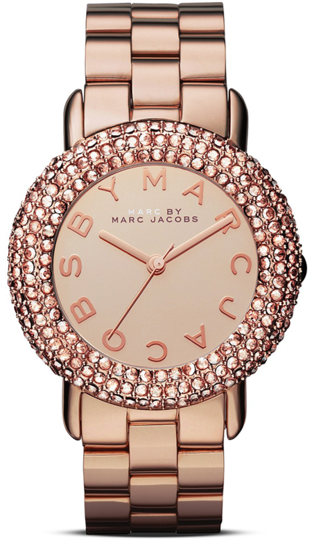 Marc Jacobs Marci Crystals Rose Gold Dial Rose Gold Steel Strap Watch for Women - MBM3192