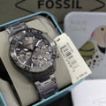 Fossil Bannon Multifunction Chronograph Grey Dial Gray Steel Strap Watch for Men - BQ2491