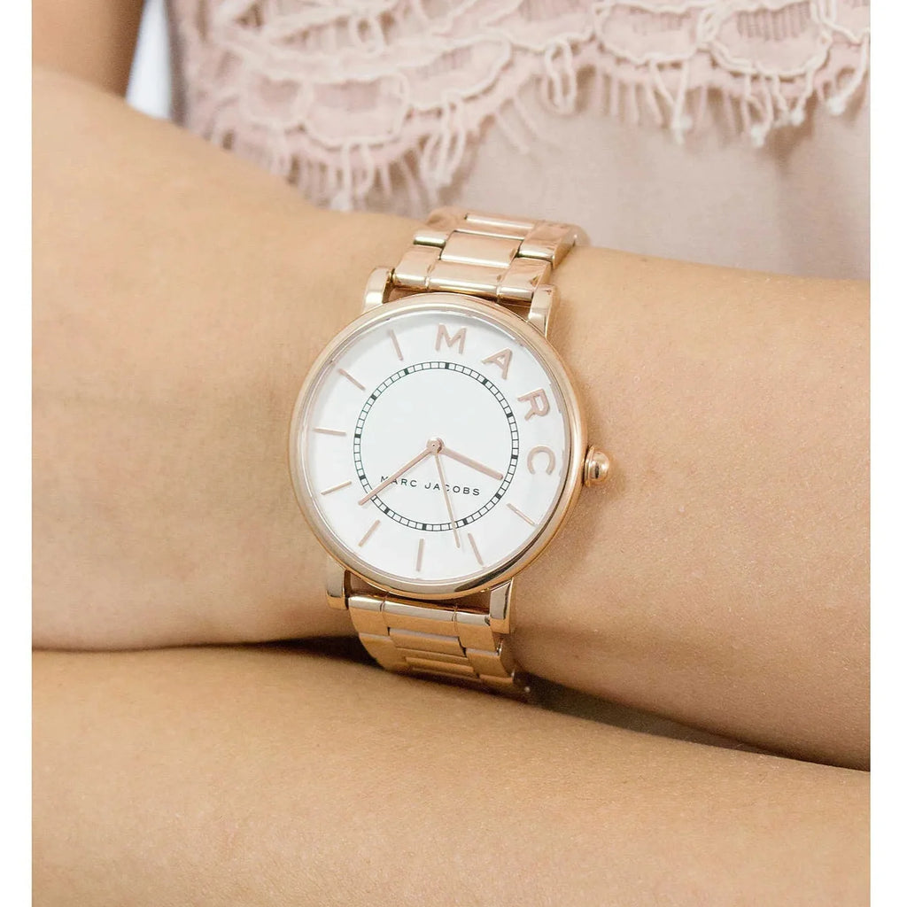 Marc Jacobs Roxy White Dial Rose Gold Steel Strap Watch for Women - MJ3523