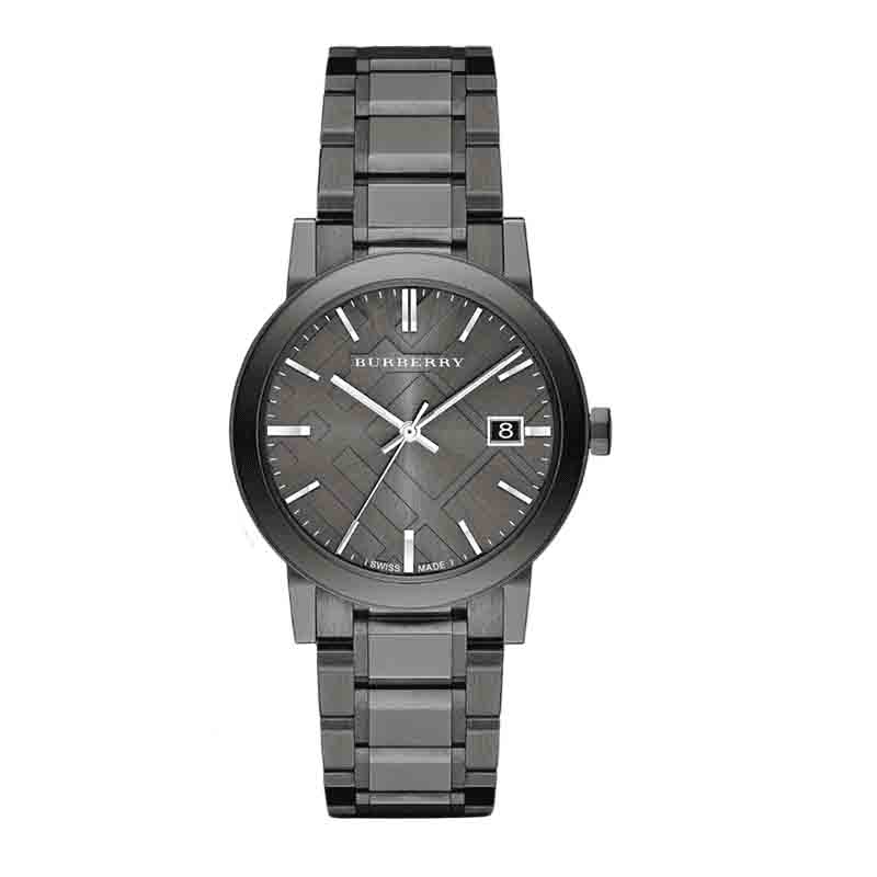 Burberry The City Grey Dial Gunmetal Steel Strap Watch for Men - BU9007