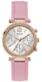 Guess GW0113L4 Solstice Diamonds Quartz Women's Watch – White Dial & Pink Rubber Strap