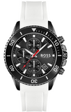 Hugo Boss 1513966 Admiral Chronograph Men's Watch – Black Dial & White Rubber Strap