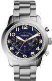 Fossil FS5203 Pilot 54 Chronograph Men's Watch – Navy Blue Dial & Silver Steel Bracelet
