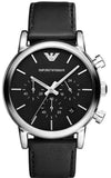Emporio Armani AR8029 Dress Analog Men's Watch – Black Dial & Black Leather Strap
